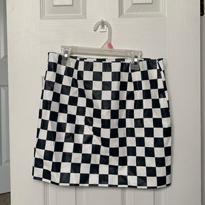 Black and white checkerboard mini skirt